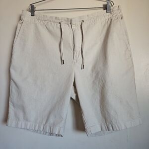 Barbour Beige Linen Cotton Blend Shorts Casual Chino Drawstring Waist Size W40